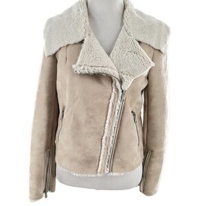 Forever 21 jacket size S beige cream faux shearling fur cozy southwestern